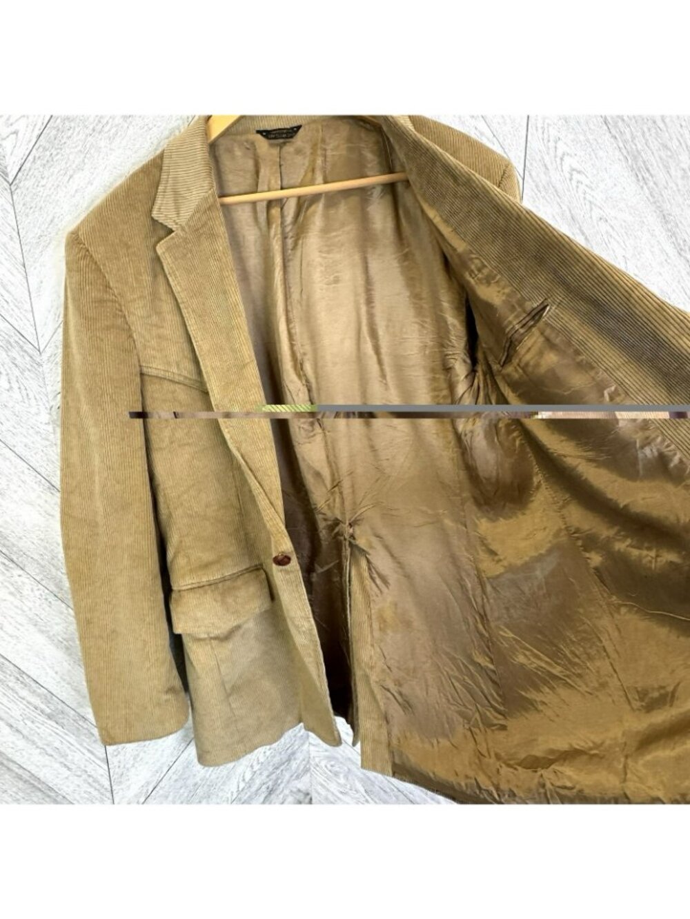 Vintage Levi's Western Tan Corduroy Blazer Jacket Mens Size 44R Elbow Patches - Picture 8 of 10